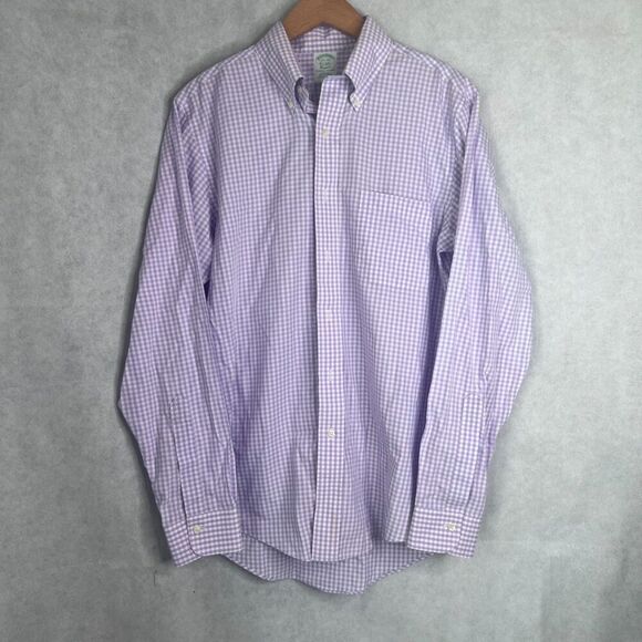 Brooks Brothers Classic Supima Cotton Non Iron Button Gingham Shirt Sz 15.5-34 - Picture 7 of 7